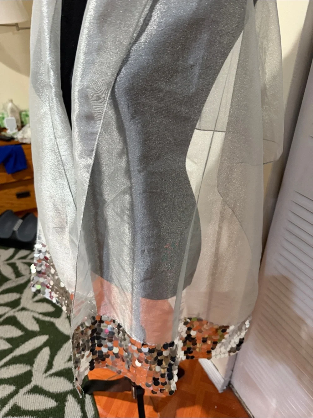 Silver Sequin Edge Wrap Scarf